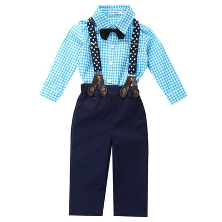 TOPGOD Infant Toddler Baby Boy Gentleman Outfit Long Sleeve Plaid Shirt Tops+Bib Pants+Bow Tie Overalls
TOPGOD Infant Toddler Baby Boy Gentleman Outfit Long Sleeve Plaid Shirt Tops+Bib Pants+Bow Tie Overalls