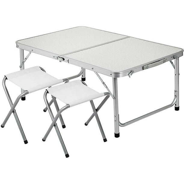 VEVOR Folding Camping Table with 2 Benches Adjustable Height
