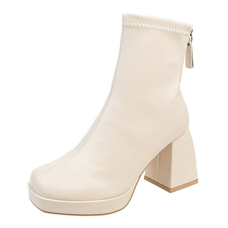 SEMIMAY Fashion Women Artificial Leather Solid Color Autumn Thick Sole Square Heels Zipper Mid Booties Square Toe Shoes White
SEMIMAY Fashion Women Artificial Leather Solid Color Autumn Thick Sole Square Heels Zipper Mid Booties Square Toe Shoes White