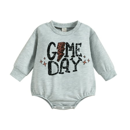 Infant Boys Girls Long Sleeve Winter Romper Tops Bodysuit Cartoon Alphabet Rugby Print Prints Grey Casual Outfits For 0-3 Months
Infant Boys Girls Long Sleeve Winter Romper Tops Bodysuit Cartoon Alphabet Rugby Print Prints Grey Casual Outfits For 0-3 Months