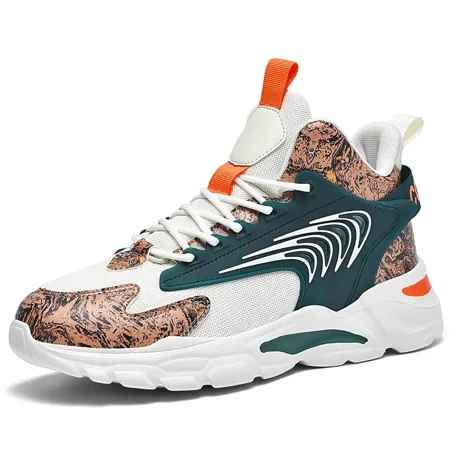 Men‘s Running Shoes Graffiti High Top Fashion Sneakers Athletic Gym Shoes Mens Walking Casual Shoes