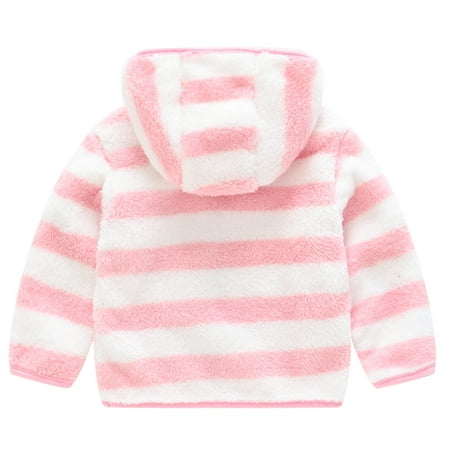 TOWED22 Kids Winter Coats Toddler Baby Boys Girls Hooded Jacket Sherpa Lining Fleece Outwear Autumn Winter Warm Coat Pink