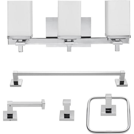 Globe Electric 59221 5-Piece Bathroom Accessory Set with Vanity Polished Chrome 3-Light Vanity Light Towel Bar Towel Ring Robe Hook Toilet Paper Holder Home Improvement Home Décor
Globe Electric 59221 5-Piece Bathroom Accessory Set with Vanity Polished Chrome 3-Light Vanity Light Towel Bar Towel Ring Robe Hook Toilet Paper Holder Home Improvement Home Décor