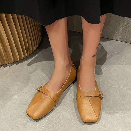 Ladies Fashion Solid Color Leather Belt Buckle Shallow Soft Sole Flat Casual Shoes
Ladies Fashion Solid Color Leather Belt Buckle Shallow Soft Sole Flat Casual Shoes