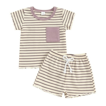 Qudderr 3M-3T Boys Striped Short Sleeve T-Shirt Elastic Waist Shorts Set for Newborn Baby Boys Summer Cotton Casual Outfits
Qudderr 3M-3T Boys Striped Short Sleeve T-Shirt Elastic Waist Shorts Set for Newborn Baby Boys Summer Cotton Casual Outfits