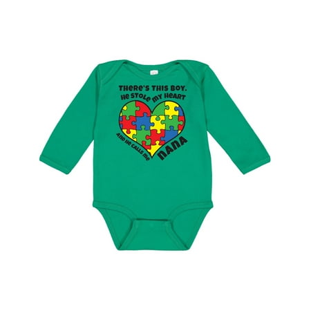 Inktastic Nana of Autistic Grandson Gift Baby Girl Long Sleeve Bodysuit