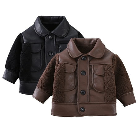 AJZIOJIRO 2-6Y Toddler Boy Leather Jackets Coat Winter Warm Lapel Leather Outwear 
AJZIOJIRO 2-6Y Toddler Boy Leather Jackets Coat Winter Warm Lapel Leather Outwear