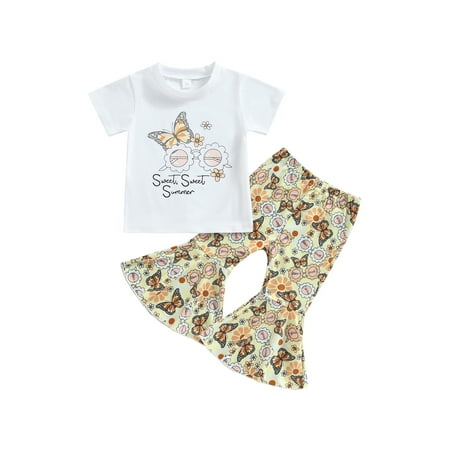 Qtinghua Toddler Baby Girls 2Pcs Summer Clothes Short Sleeve Flower Letter Print Ruffle T-Shirt Tops Flared Pants Set White 4-5 Years
Qtinghua Toddler Baby Girls 2Pcs Summer Clothes Short Sleeve Flower Letter Print Ruffle T-Shirt Tops Flared Pants Set White 4-5 Years