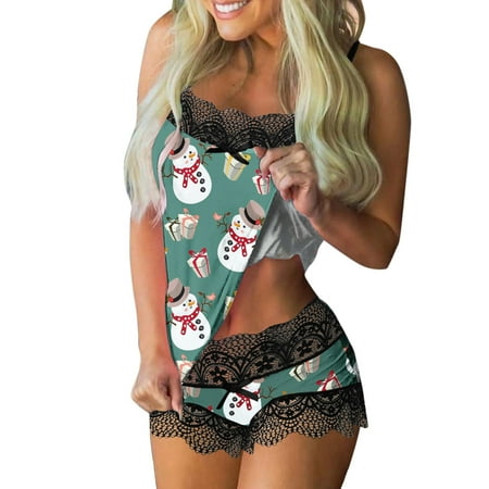 Booker Womens Summer Pajamas Sets Christmas Print Pajamas Sleeveless Lace Cami Shorts Lingerie Sleepwear Set
Booker Womens Summer Pajamas Sets Christmas Print Pajamas Sleeveless Lace Cami Shorts Lingerie Sleepwear Set