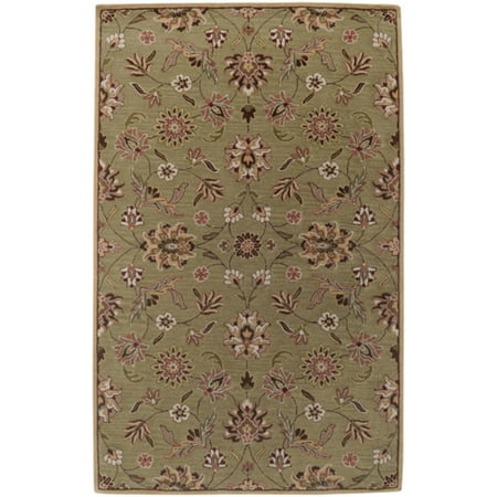2' x 3' Narcissus Turtle Green and Driftwood Brown Hand Tufted Wool Area Throw Rug