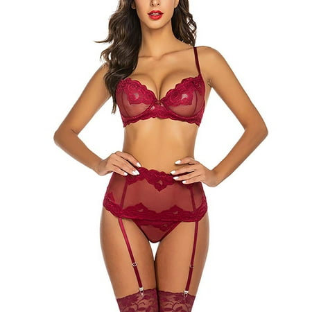 Uerlsty Women Lingerie Set Lace Bodysuit Lace Mesh See Through Bralette Panties Stocking 3Pcs Set
Uerlsty Women Lingerie Set Lace Bodysuit Lace Mesh See Through Bralette Panties Stocking 3Pcs Set