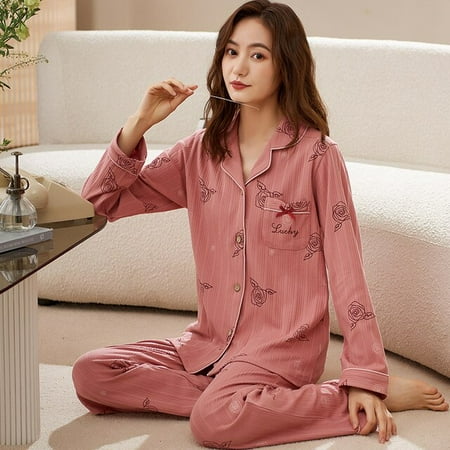 DanceeMangoo Women Sleepwear Suit Spring Autumn Womens Knitting Cotton Long Sleeve Pajamas Set Loose Adult Mother Pijama Set Soft Home Cloth
DanceeMangoo Women Sleepwear Suit Spring Autumn Womens Knitting Cotton Long Sleeve Pajamas Set Loose Adult Mother Pijama Set Soft Home Cloth