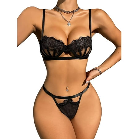 ZWQIANWEXFED Women s Embroidery Floral Mesh Sheer Underwire Lingerie Bra and Panty Set
ZWQIANWEXFED Women s Embroidery Floral Mesh Sheer Underwire Lingerie Bra and Panty Set
