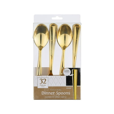 Amscan Plastic Dinner Spoon Gold 32/Pack (439801.19)