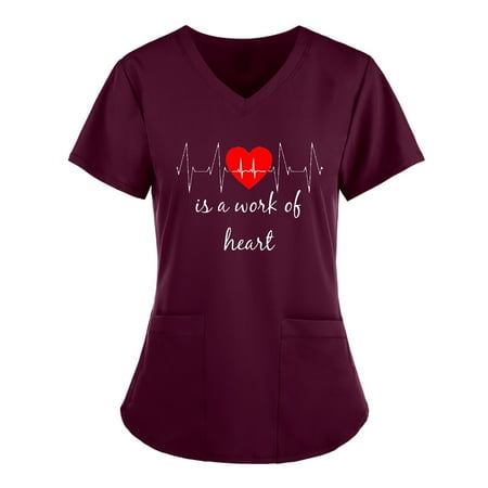 LWZWM Women s Basic Shirt Scrub Top T-Shirt V-Neck Short Sleeve Button Down Love With Pocket Wine XXL
LWZWM Women s Basic Shirt Scrub Top T-Shirt V-Neck Short Sleeve Button Down Love With Pocket Wine XXL