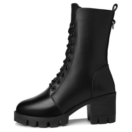 Block Heel Platform Mid Calf Boots Black Non Slip High Heeled Boots Zipper & Lace Up Shoes
Block Heel Platform Mid Calf Boots Black Non Slip High Heeled Boots Zipper & Lace Up Shoes