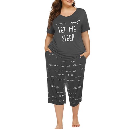 Ybenlow Ladies Summer Pajamas Set 3 Colors LET ME SLEEP Letter Print Short Sleeve Top Casual Comfortable Pajamas
Ybenlow Ladies Summer Pajamas Set 3 Colors LET ME SLEEP Letter Print Short Sleeve Top Casual Comfortable Pajamas