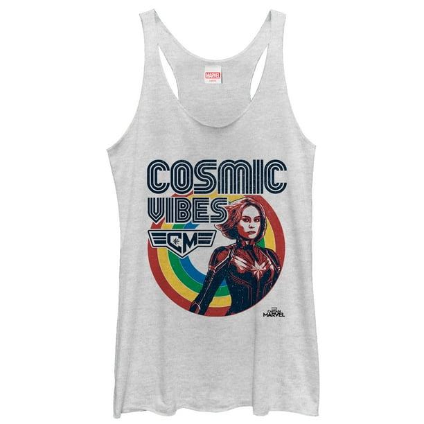 Marvel Women's Captain Marvel Rainbow Cosmic Vibes Racerback Tank Top