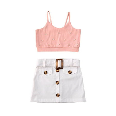2Pcs Toddler Baby Girl Summer Clothes Set Sleeveless Crop Top + Button Ruffle Skirt Outfit
2Pcs Toddler Baby Girl Summer Clothes Set Sleeveless Crop Top + Button Ruffle Skirt Outfit
