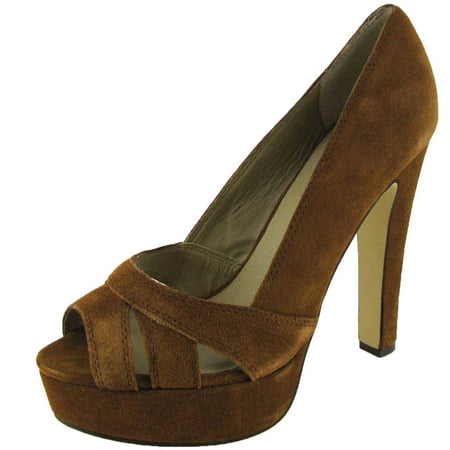 Steve Madden Women P-Hayle Platform Pump Shoe Cognac Suede US 10