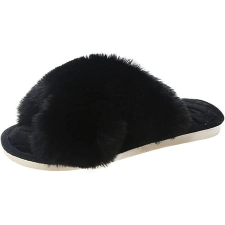 DanceeMangoo Womens Faux Fur Slippers Cross Band Warm Fuzzy Flip Flop House Slippers Open Toe Home Slippers for Girls
DanceeMangoo Womens Faux Fur Slippers Cross Band Warm Fuzzy Flip Flop House Slippers Open Toe Home Slippers for Girls