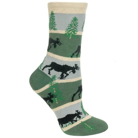 Moose Stripes Green Ladies Socks