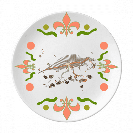 Dinosaur Grass Bone Bones Flower Ceramics Plate Tableware Dinner Dish