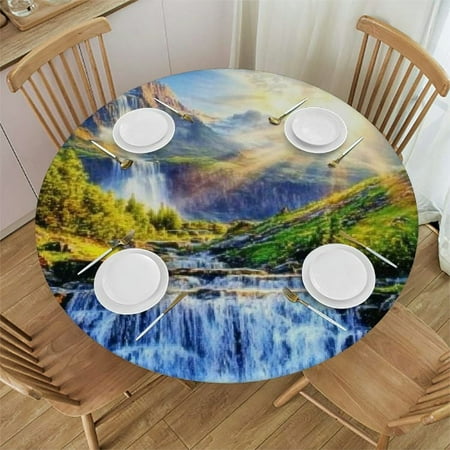 SHERONV Waterfall Mountain Landscape Round Tablecloth Stain Resistant Washable for Indoor Outdoor Dining Wedding Parties 100% Polyester Table Cloth 46 -50 
SHERONV Waterfall Mountain Landscape Round Tablecloth Stain Resistant Washable for Indoor Outdoor Dining Wedding Parties 100% Polyester Table Cloth 46 -50