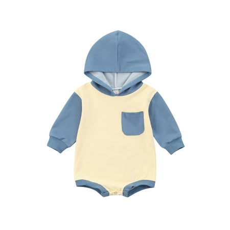 SHIBAOZI Infant Baby Boys Girls Long Sleeve Hooded Romper Contrast Color Stitching Triangle Jumpsuits with Pocket
SHIBAOZI Infant Baby Boys Girls Long Sleeve Hooded Romper Contrast Color Stitching Triangle Jumpsuits with Pocket