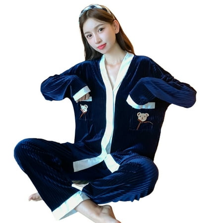Casual Pajamas Set for Women Fashion Fleece Cardigan Long Sleeve Warming Sleepwear for Autumn Winter New
Casual Pajamas Set for Women Fashion Fleece Cardigan Long Sleeve Warming Sleepwear for Autumn Winter New