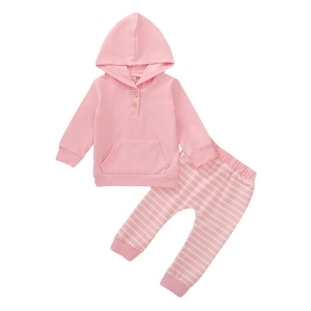 Carolilly Baby Boy Girl Long Sleeve Button Front Pocket Hoodie Top and Striped Elastic Waist Pants Clothes Outfit
Carolilly Baby Boy Girl Long Sleeve Button Front Pocket Hoodie Top and Striped Elastic Waist Pants Clothes Outfit