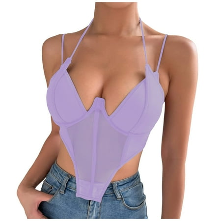 BIZIZA Women s Bra Halter Mesh Sexy Crop Top Vest Strappy Purple L
BIZIZA Women s Bra Halter Mesh Sexy Crop Top Vest Strappy Purple L