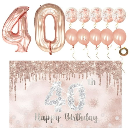 Joyiou Happy 40th Birthday Decorations for Her Rose Gold 40th Birthday Gifts Party Supplies for Wom