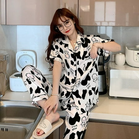 DanceeMangoo New Printing Summer WAVMIT Short Sleeve Silk Pajamas Set Two Pieces Set Women Sleepwear Shirt Nightwear for Women Sleeping Set
DanceeMangoo New Printing Summer WAVMIT Short Sleeve Silk Pajamas Set Two Pieces Set Women Sleepwear Shirt Nightwear for Women Sleeping Set