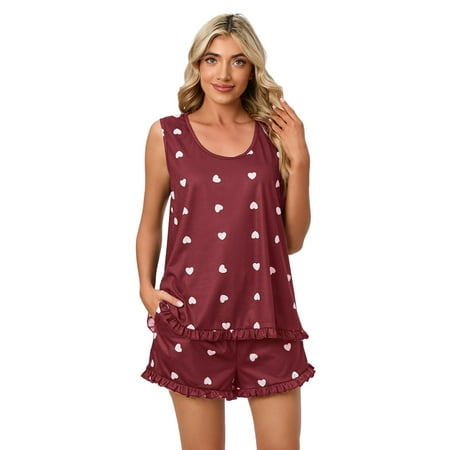 Womens Soft Pajama Sets 2 Piece Sleepwear Sleeveless Tank Top and Ruffle Shorts PJ Set Causal Loose Loungewear S-5XL
Womens Soft Pajama Sets 2 Piece Sleepwear Sleeveless Tank Top and Ruffle Shorts PJ Set Causal Loose Loungewear S-5XL