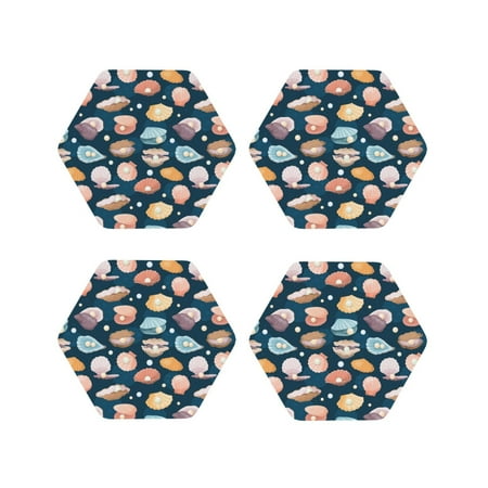 Leather Coasters Set of 4 - Shells Pearls Lightweight Non-Slip Drink Coasters for Desk Anti-Scalding Desk Cup Coasters for Office Table Decor Hexagon
Leather Coasters Set of 4 - Shells Pearls Lightweight Non-Slip Drink Coasters for Desk Anti-Scalding Desk Cup Coasters for Office Table Decor Hexagon