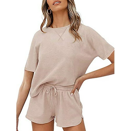 Women s Waffle Knit Pajama Set Short Sleeve Top and Shorts Casual Solid Color With Pockets
Women s Waffle Knit Pajama Set Short Sleeve Top and Shorts Casual Solid Color With Pockets