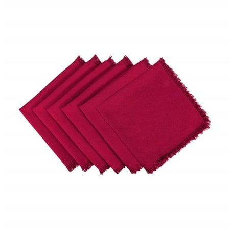 Solid Wine Heavyweight Fringed Napkin - Set of 6