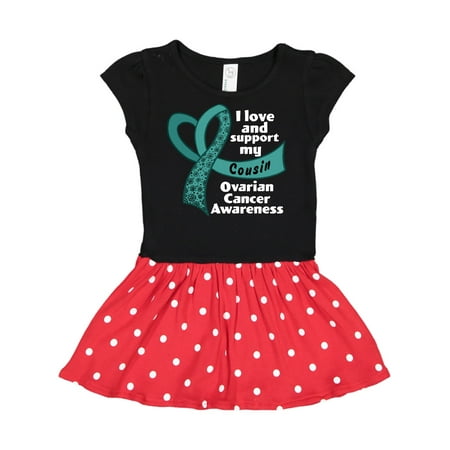 Inktastic I Love and Support my Cousin with Teal Ribbon Heart Gift Toddler Girl Dress