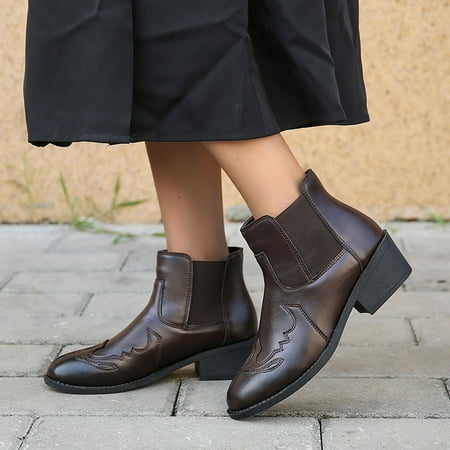 TALKVE Fashion Women Solid Color Autumn Embroidery Thick Sole Square Heels Slip On Short Booties Round Toe Shoes
TALKVE Fashion Women Solid Color Autumn Embroidery Thick Sole Square Heels Slip On Short Booties Round Toe Shoes