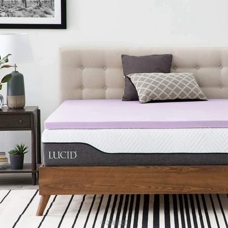 4 Lavender Memory Foam Mattress Cover - Ventilated Design - Queen