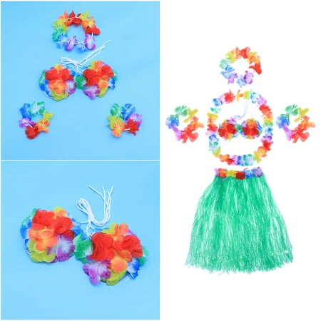Frcolor 5-in-1 Hawaii Tropical Hula Grass Dance Skirt & Bra & Flower Bracelets & Headband & Necklace Set (Green)
Frcolor 5-in-1 Hawaii Tropical Hula Grass Dance Skirt & Bra & Flower Bracelets & Headband & Necklace Set (Green)