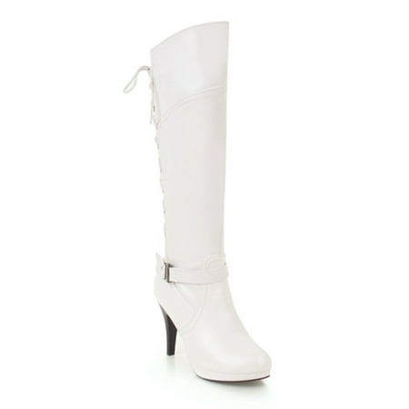 Ritualay Women Non Slip High Heel Boot Comfortable Stretchy Winter Shoes Dress Work Lace Up Knee-High Boots White 4
Ritualay Women Non Slip High Heel Boot Comfortable Stretchy Winter Shoes Dress Work Lace Up Knee-High Boots White 4