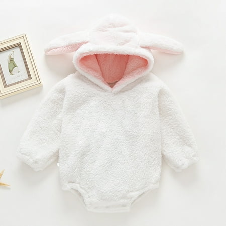Hunpta Infant Girls Autumn Winter Long Sleeve Rabbit Ears Hooded Romper Newborn Bodysuits