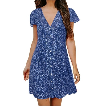 Maternity Dress Sexy Dresses for Women Fashion Women Summer Leisure V-Neck Dot Print Short Sleeve Mini Dress Sundresses for Women Maxi Dress Savings Clearance Deals Blue L
Maternity Dress Sexy Dresses for Women Fashion Women Summer Leisure V-Neck Dot Print Short Sleeve Mini Dress Sundresses for Women Maxi Dress Savings Clearance Deals Blue L