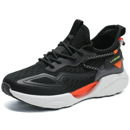 Men s Lace Up Lightweight Sneakers Mesh Breathable Fly Woven Sports Shoes For Running Walking