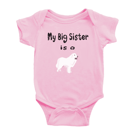 My Big Sister Is A Great Pyrenees Dog Funny Baby Bodysuits Boy Girl Unisex