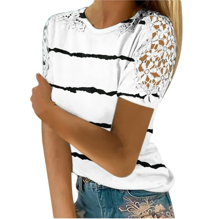 Yourumao Women Clearance Tops Graphic Slim Tunics Bustier for Ladies Summer Fall Short Sleeve Lace Floral Shoulder Boat Neck Brunch Striped Blouse Bustier T Shirts Teen Girl 2023 Clothes
Yourumao Women Clearance Tops Graphic Slim Tunics Bustier for Ladies Summer Fall Short Sleeve Lace Floral Shoulder Boat Neck Brunch Striped Blouse Bustier T Shirts Teen Girl 2023 Clothes