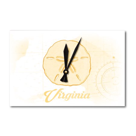 Virginia - Sand Dollar - Yellow - Coastal Icon - Lantern Press Artwork (Acrylic Wall Clock)