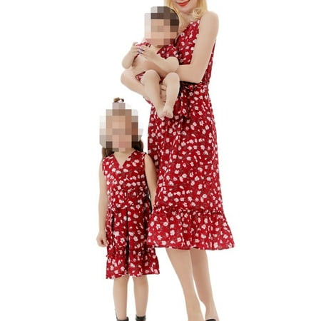 EYIIYE Mommy and Me Family Matching Parent-child Wear Floral Print V-Neck Tie Waist Beach Dress/Romper
EYIIYE Mommy and Me Family Matching Parent-child Wear Floral Print V-Neck Tie Waist Beach Dress/Romper